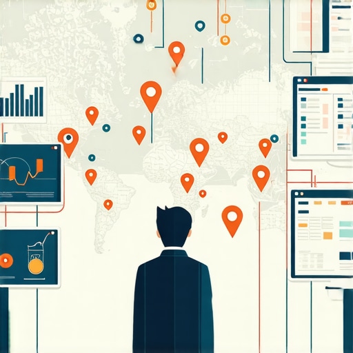Illustration of artificial intelligence analyzing data streams related to local SEO and map rankings.