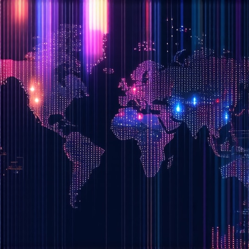 Concept art of AI interface enhancing local map profiles with real-time data analysis.
