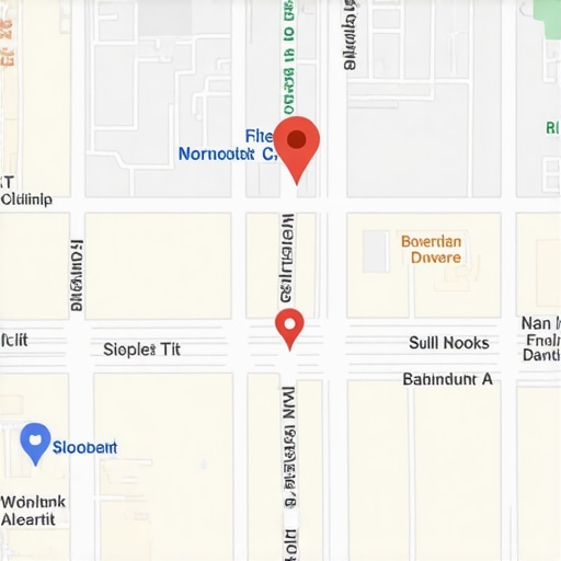 Map with highlighted businesses and optimization metrics