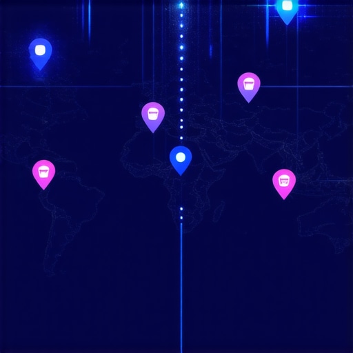 Illustration of a digital map showing micro-moments, semantic clusters, and entity links for local SEO