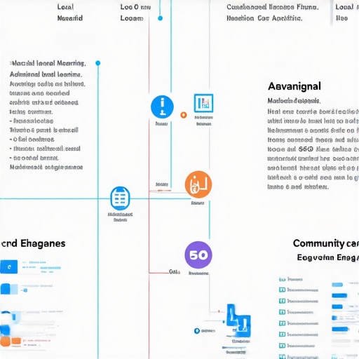 Infographic illustrating complex local SEO signals and analytics tools