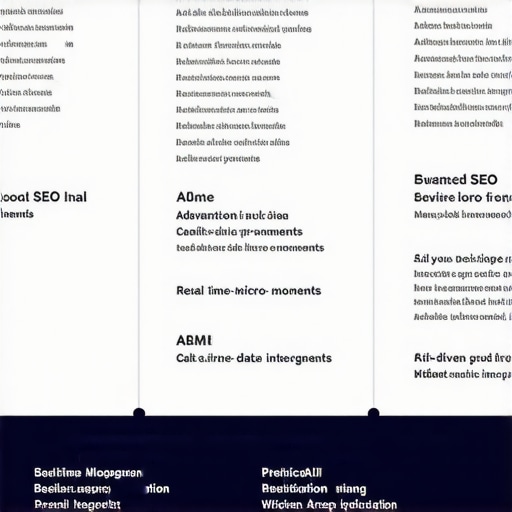 Infographic showcasing complex local SEO signals like semantic micro-moments, real-time analytics, and AI predictions for map ranking optimization.