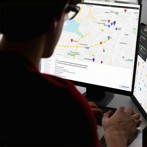 A digital marketer reviewing geospatial analytics for local maps