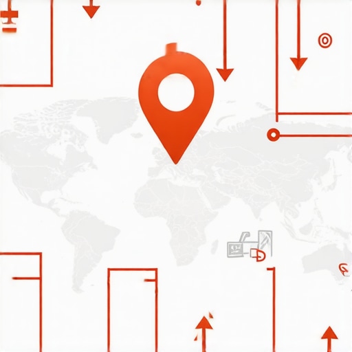 A detailed digital map showcasing local search points and upward growth indicators.