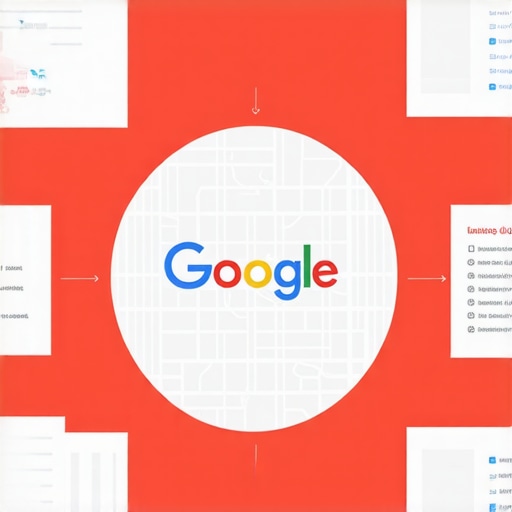 Illustration of local citations, community signals, multimedia, and structured data boosting Google Maps rankings