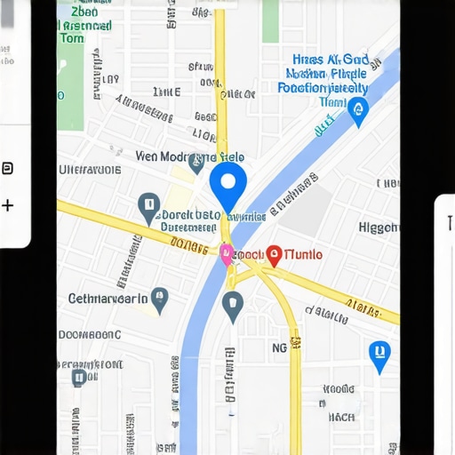 A digital map illustration highlighting interactive features such as reviews, videos, and custom pins for local search optimization.