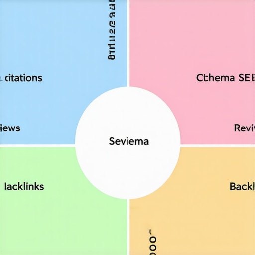 Diagram of interconnected local SEO signals and strategies for map rankings.