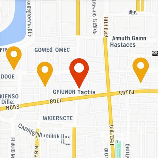Digital map with highlighted local business pins demonstrating map growth techniques.