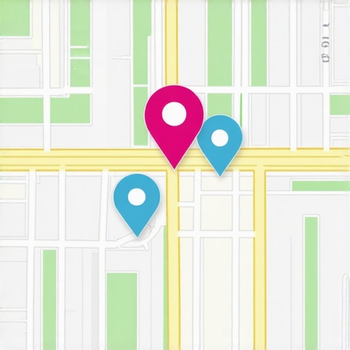 Map with data points indicating customer engagement and analytics for local SEO optimization.