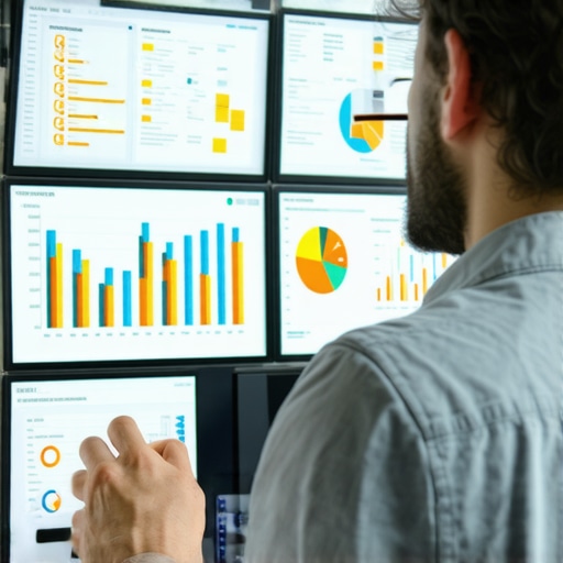 Digital marketing professional analyzing local SEO performance on monitors