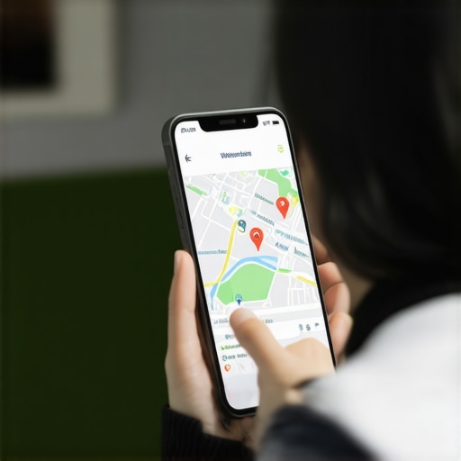 Person using voice search on a smartphone with map interface