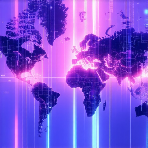 Futuristic digital map with real-time local data streams and AI analytics visualization.