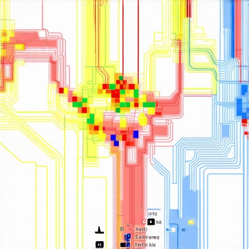 Map showing localized zones with heatmaps, icons for geo-tagged images and content.