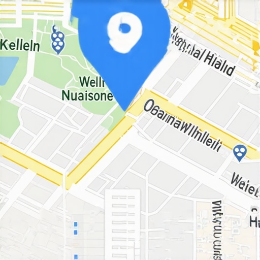 Digital map with location pins and geo-data overlays