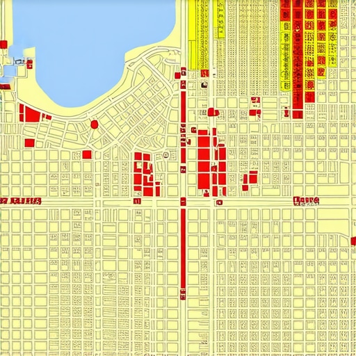 Close-up of a detailed urban map showing neighborhood boundaries and geospatial data overlays.